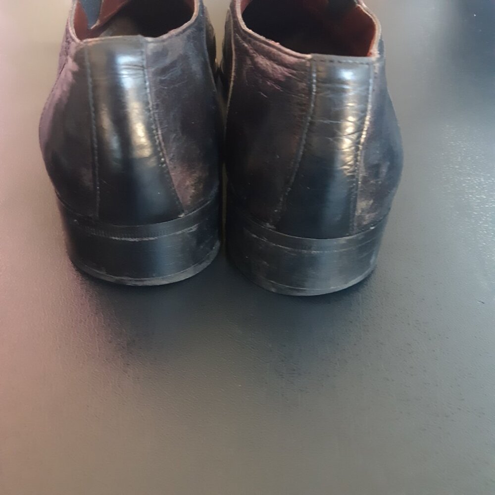 Jo Ghost Black Leather Vintage Loafers SZ 42 Long Square End Toe Made In Italy - Picture 5 of 14